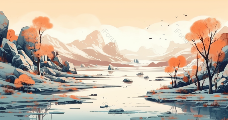 国风山水自然唯美背景,插画/手绘图,插画/手绘图库,插画/手绘图下载,插画/手绘